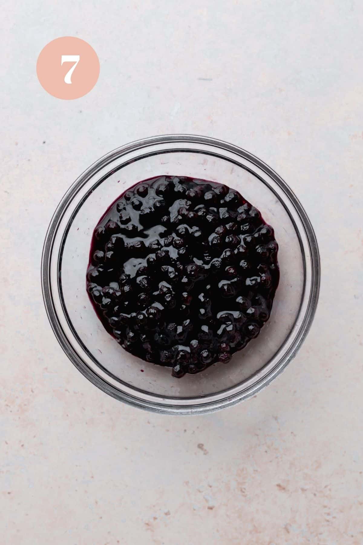 the thickened blueberry compote for the earl grey cake.