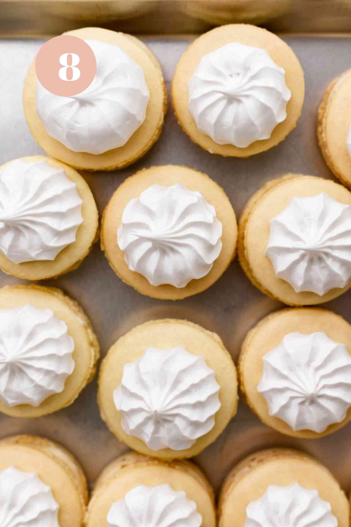 the banana macarons with a meringue topping.