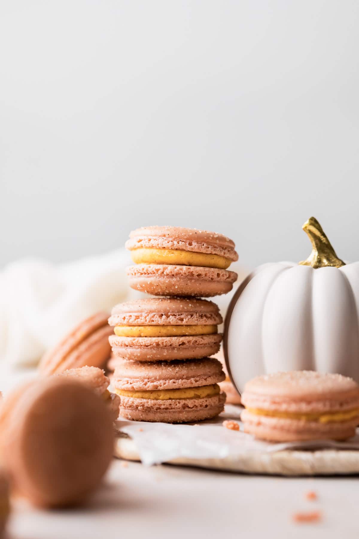 three macarons stacked on top of each other