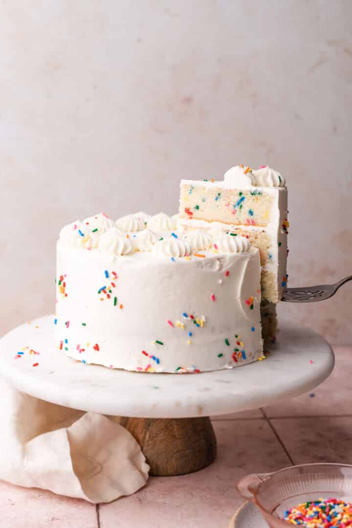 The Best 8 Inch Cake (Funfetti Vanilla) - Cambrea Bakes