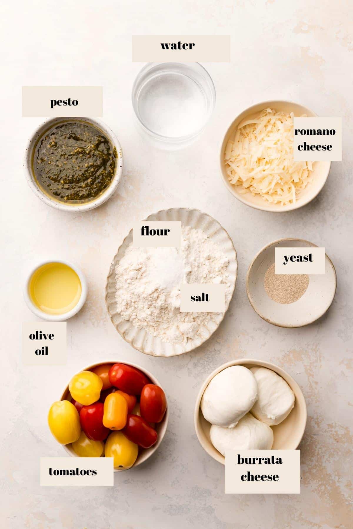 ingredients needed to make focaccia pizza.