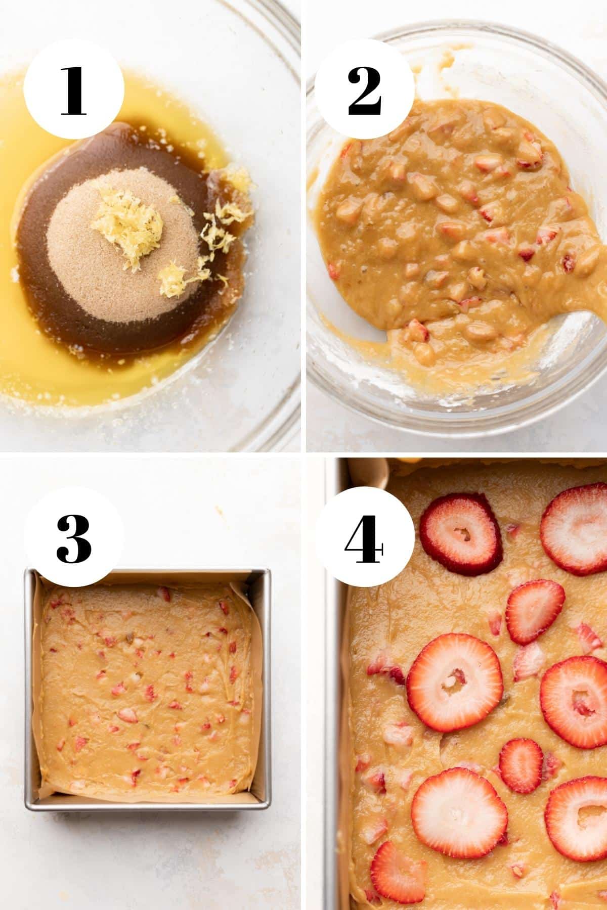 a collage of the methods for how to make the blondies.