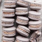 cookies and cream macarons after baking.