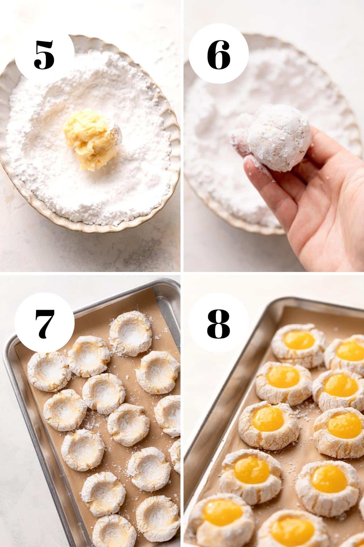 a process collage of the steps for making lemon curd cookies.