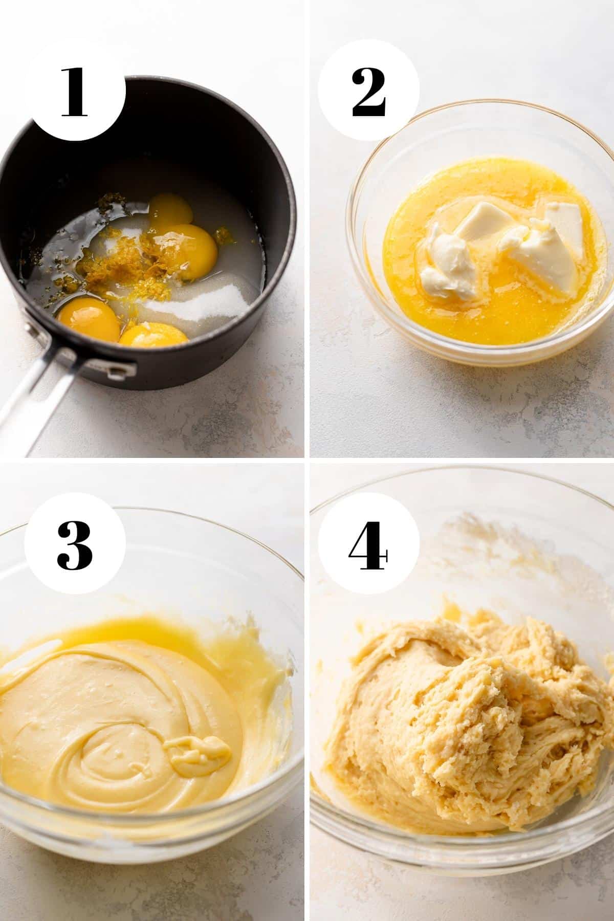 a process collage of the steps for making lemon curd cookies.