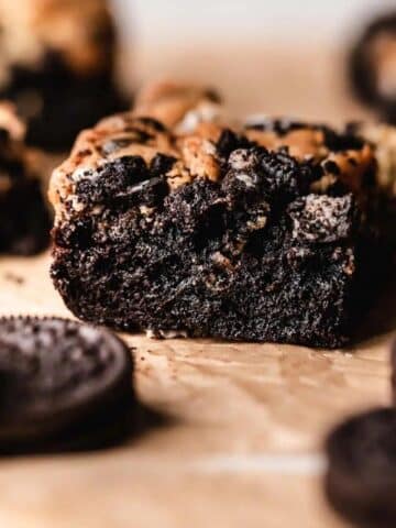 oreo brookie on parchment paper.