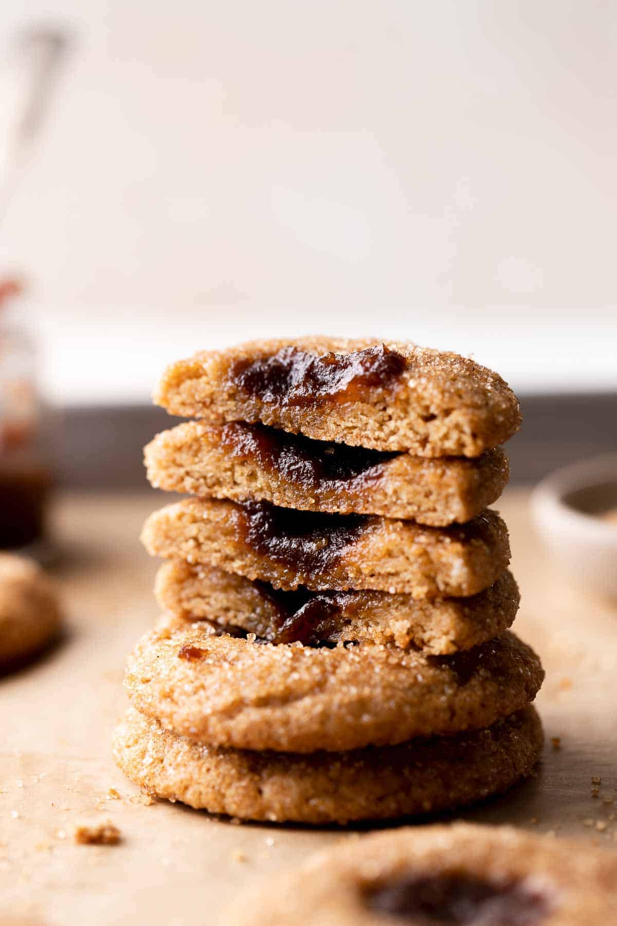 apple butter cookies stacked on top of each other.