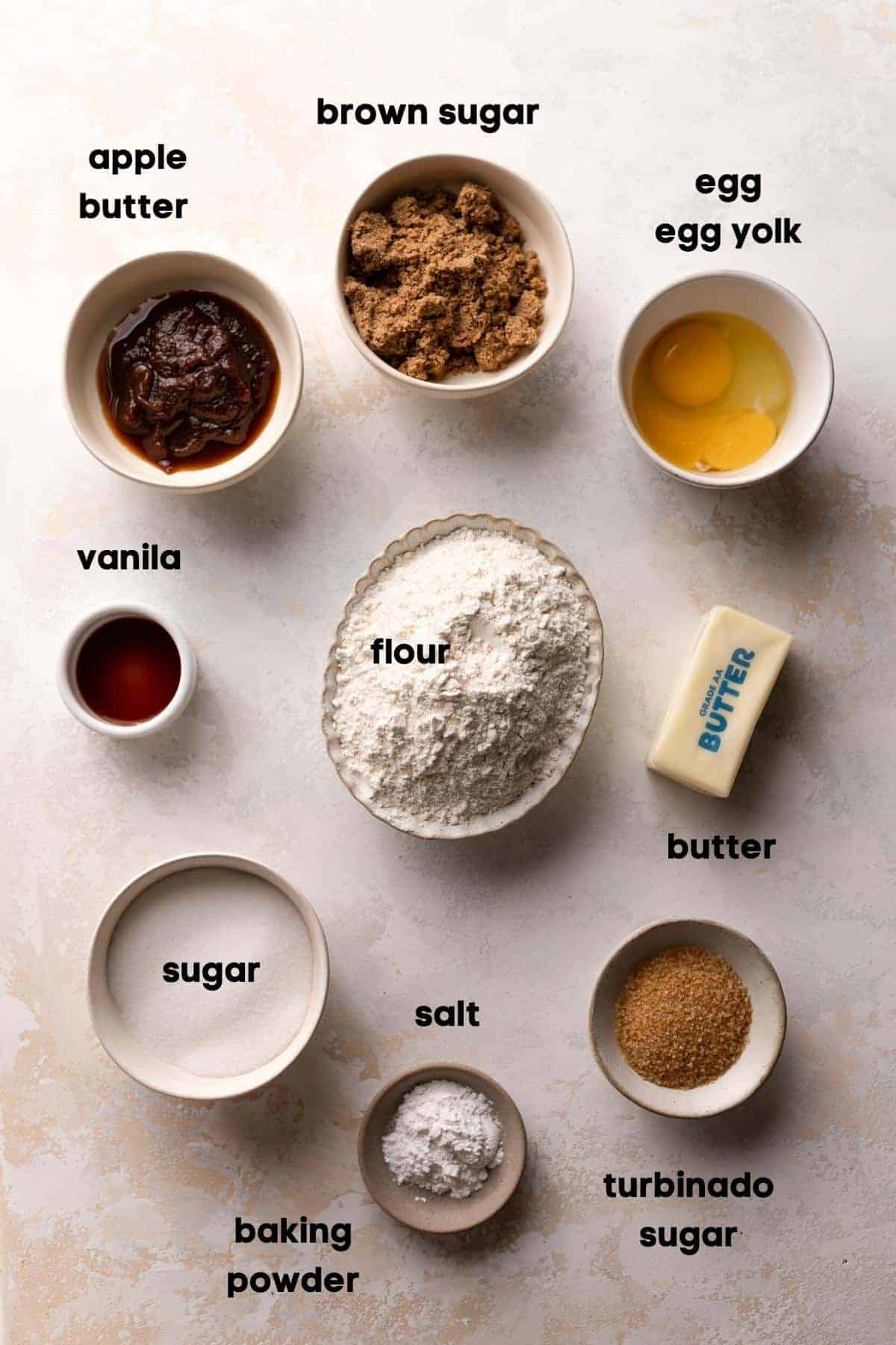 ingredients needed to make apple cookies.