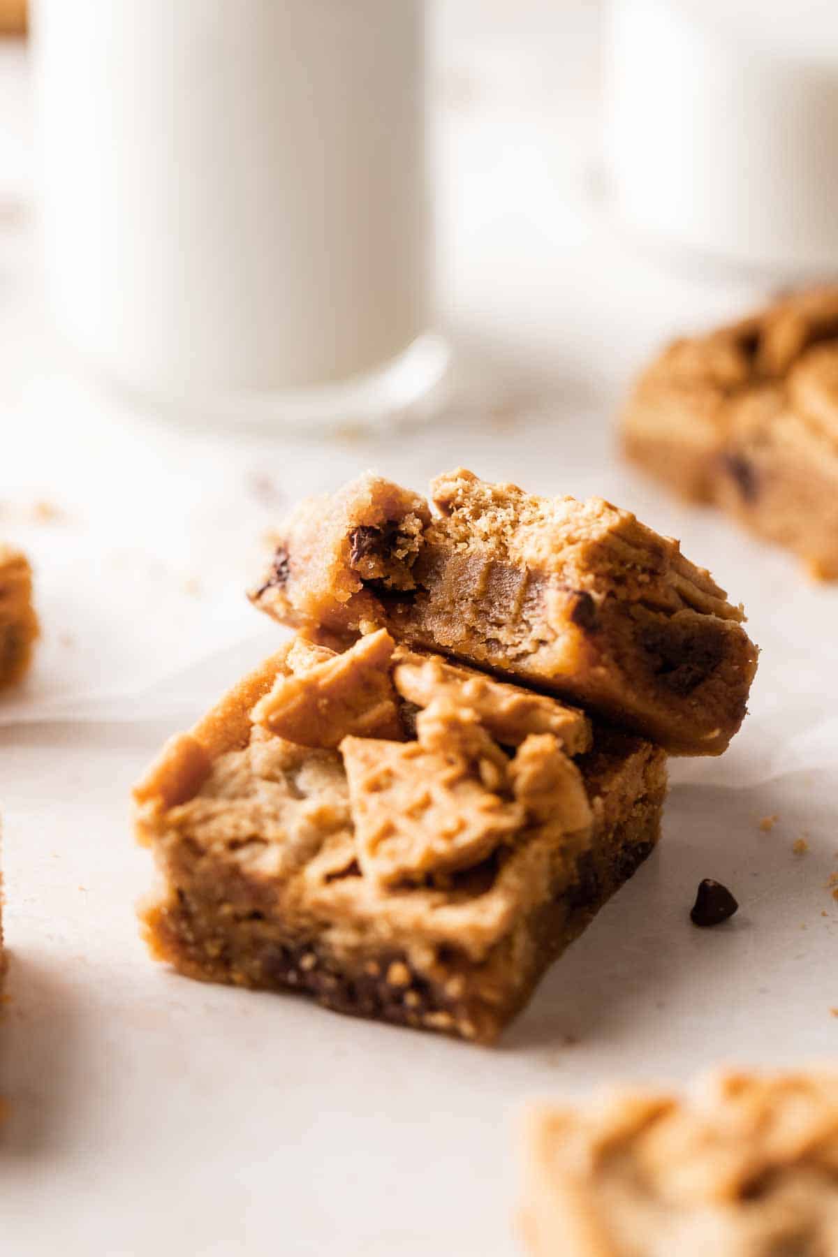 nutter butter bars with a bite taken out of them.