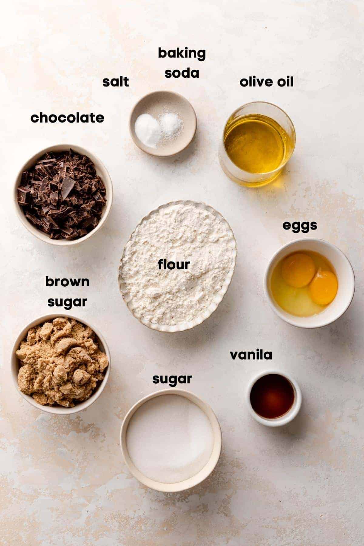 ingredients needed to make olive oil cookies.