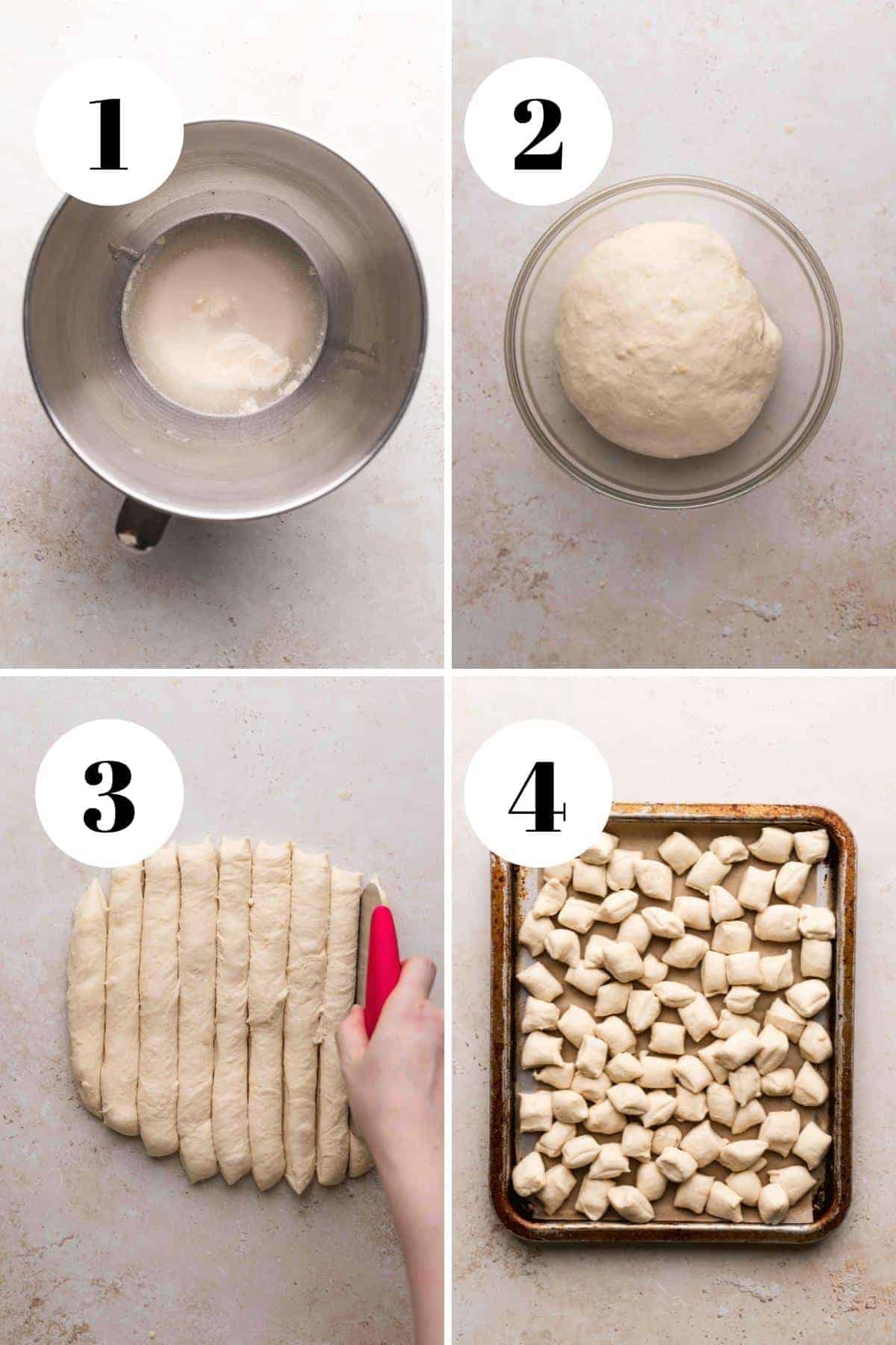 a process collage of the steps for making parmesan bites.
