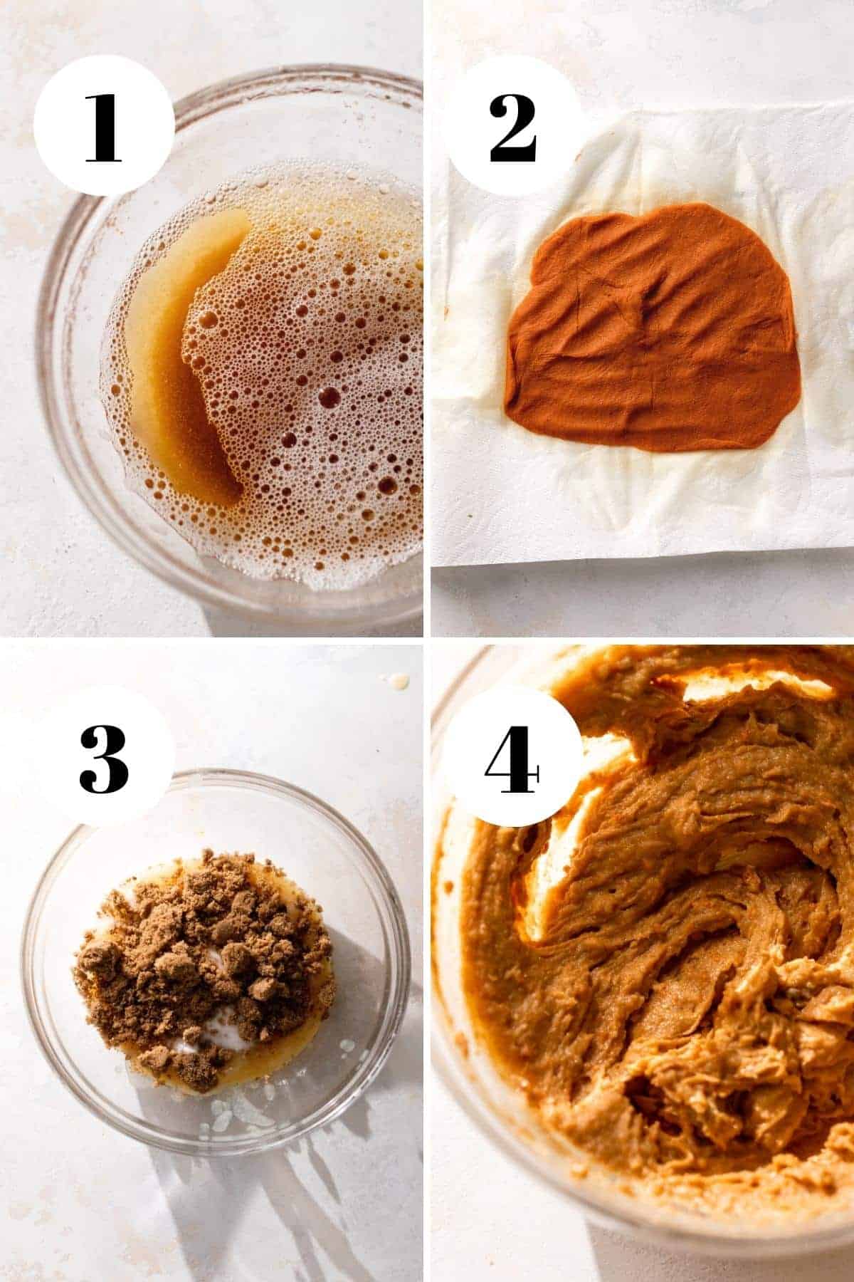a process collage of the steps for making pumpkin snickerdoodles.