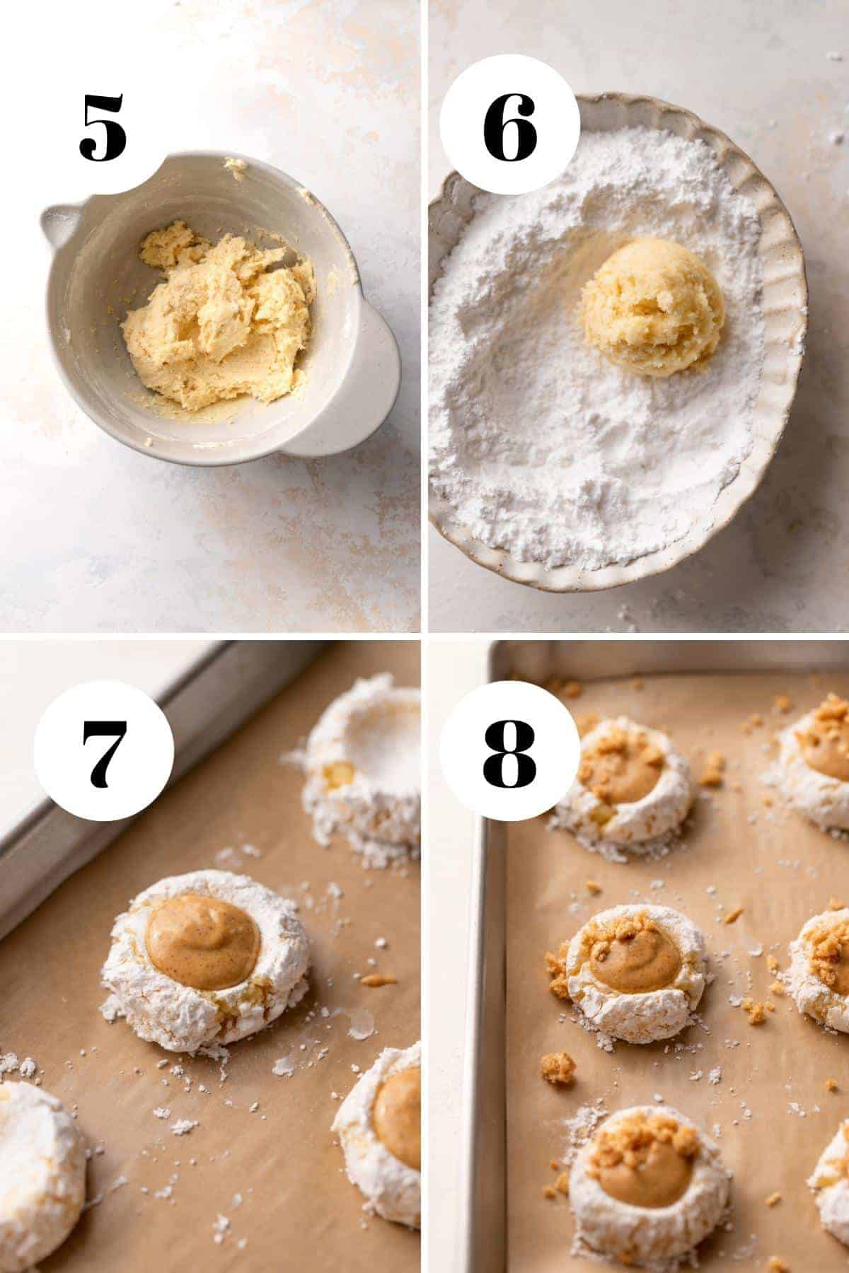 a process collage of the steps for making pumpkin cream cheese cookies.