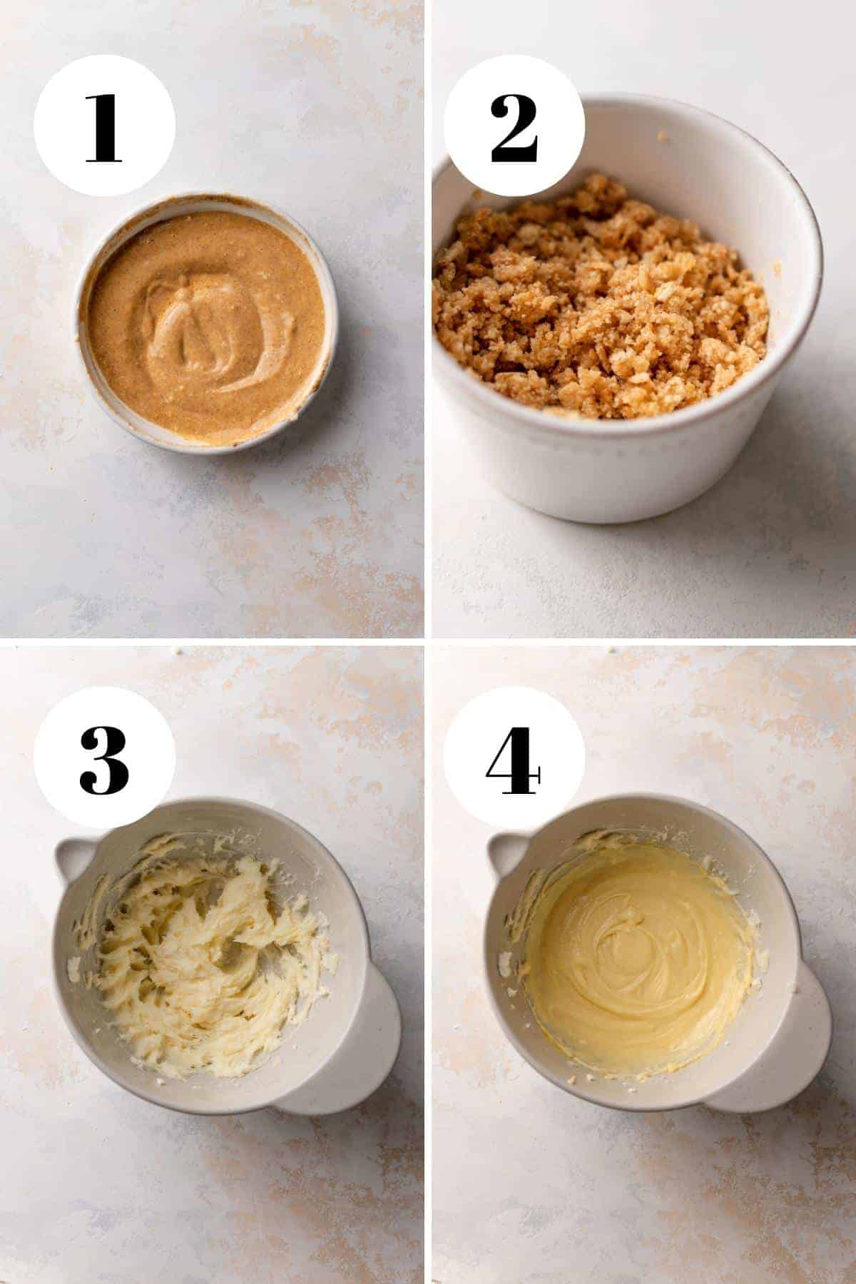 a process collage of the steps for making pumpkin cream cheese cookies.