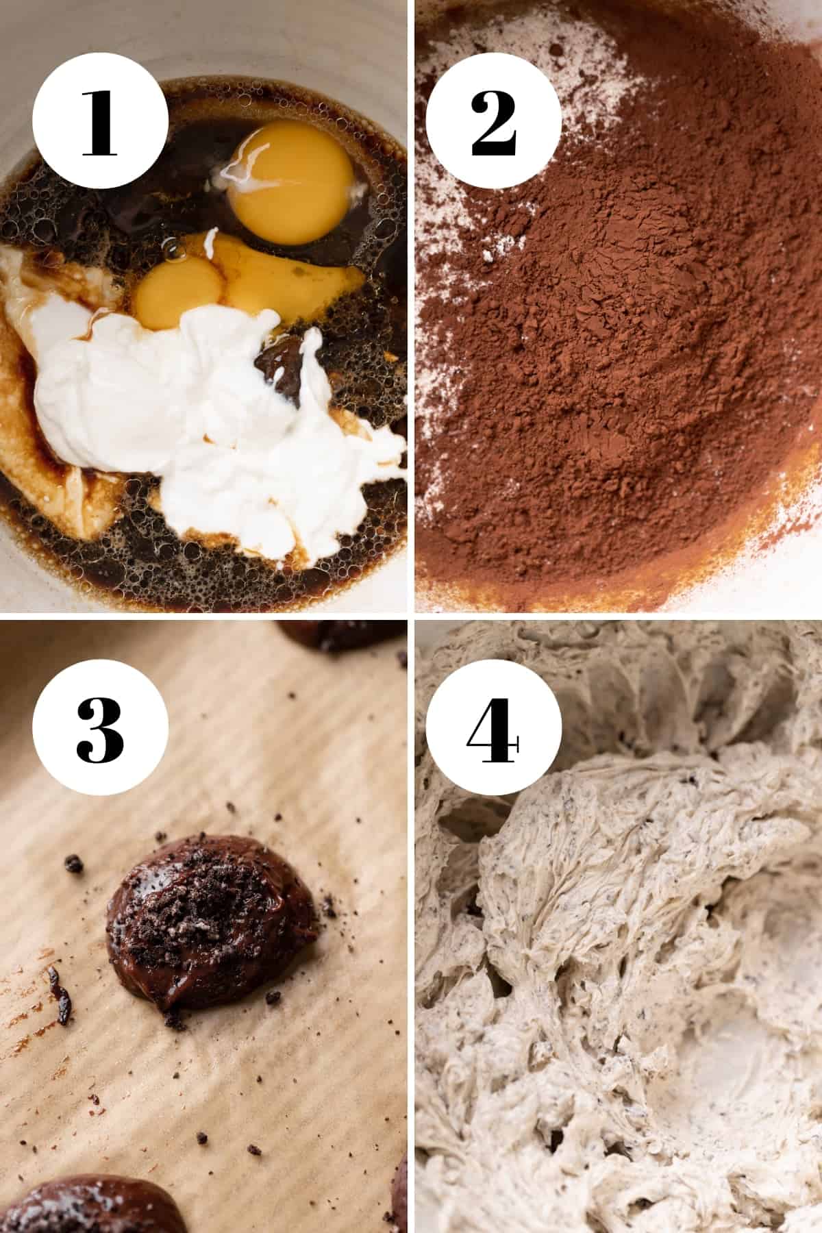 a process collage of the steps for making whoopie pies.