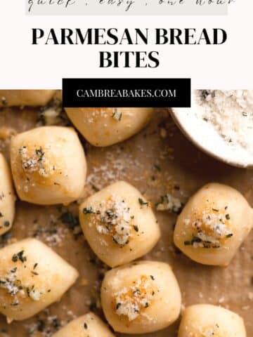 parmesan bread bites topped with garlic butter and parmesan.