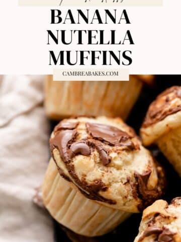 banana nutella muffin on top of a muffin tray.