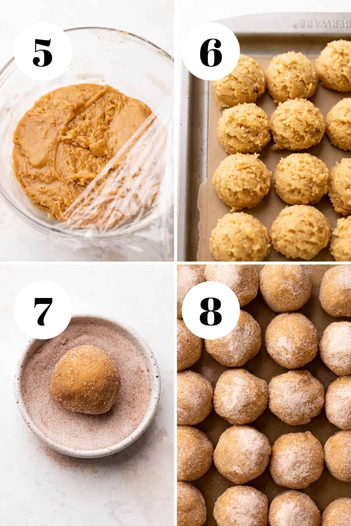a process collage of the steps for making brown butter cookie dough.