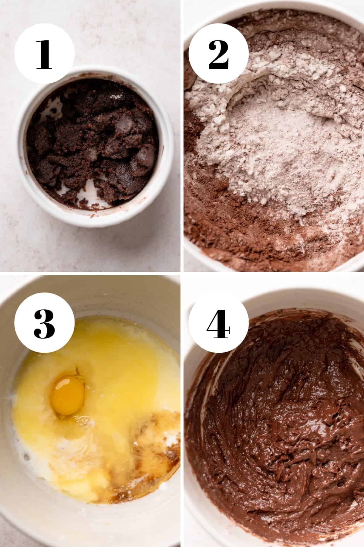 a process collage of the steps for making chocolate donuts.