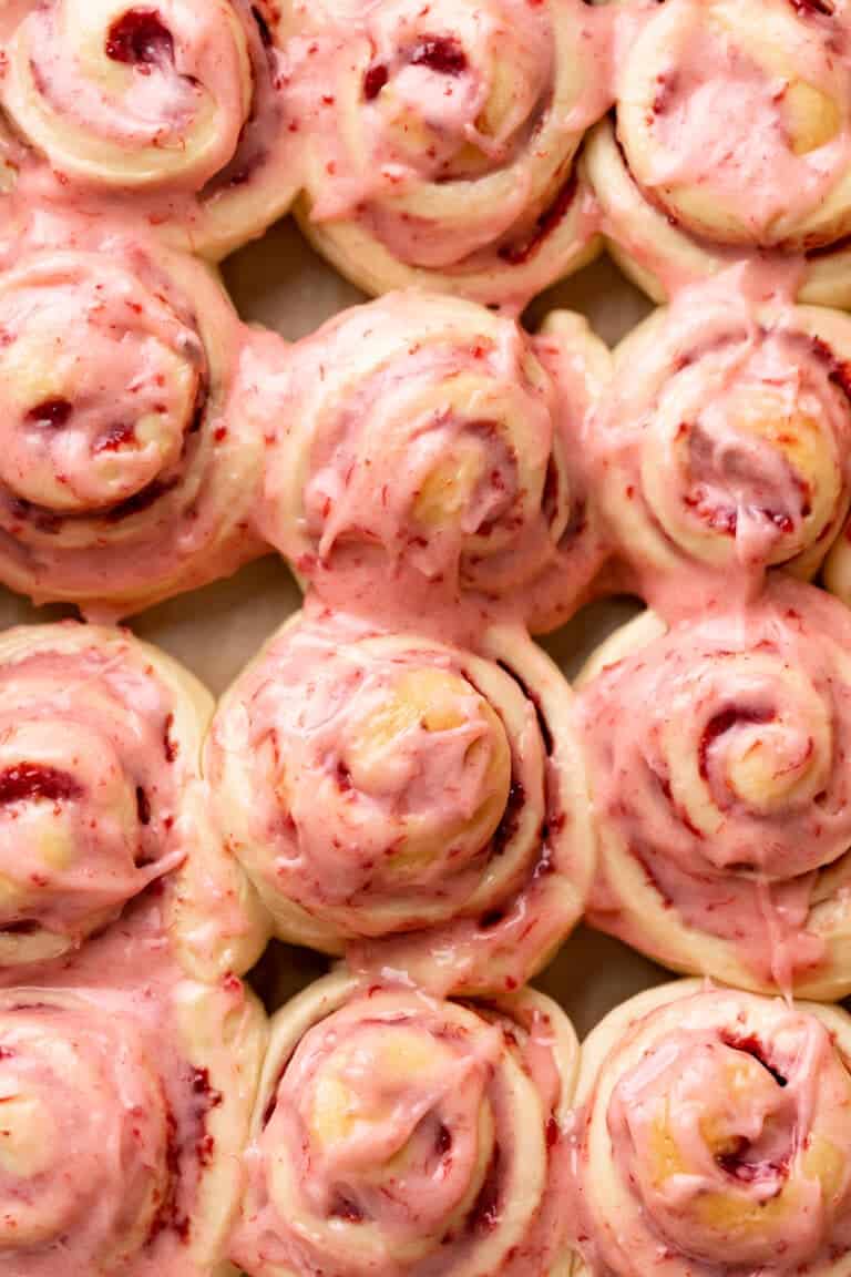 Strawberry Cinnamon Rolls - Cambrea Bakes