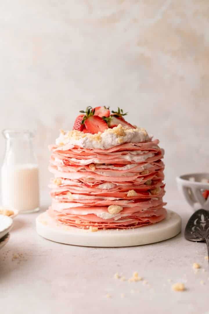 Strawberry Crumble Crepe Cake Cambrea Bakes