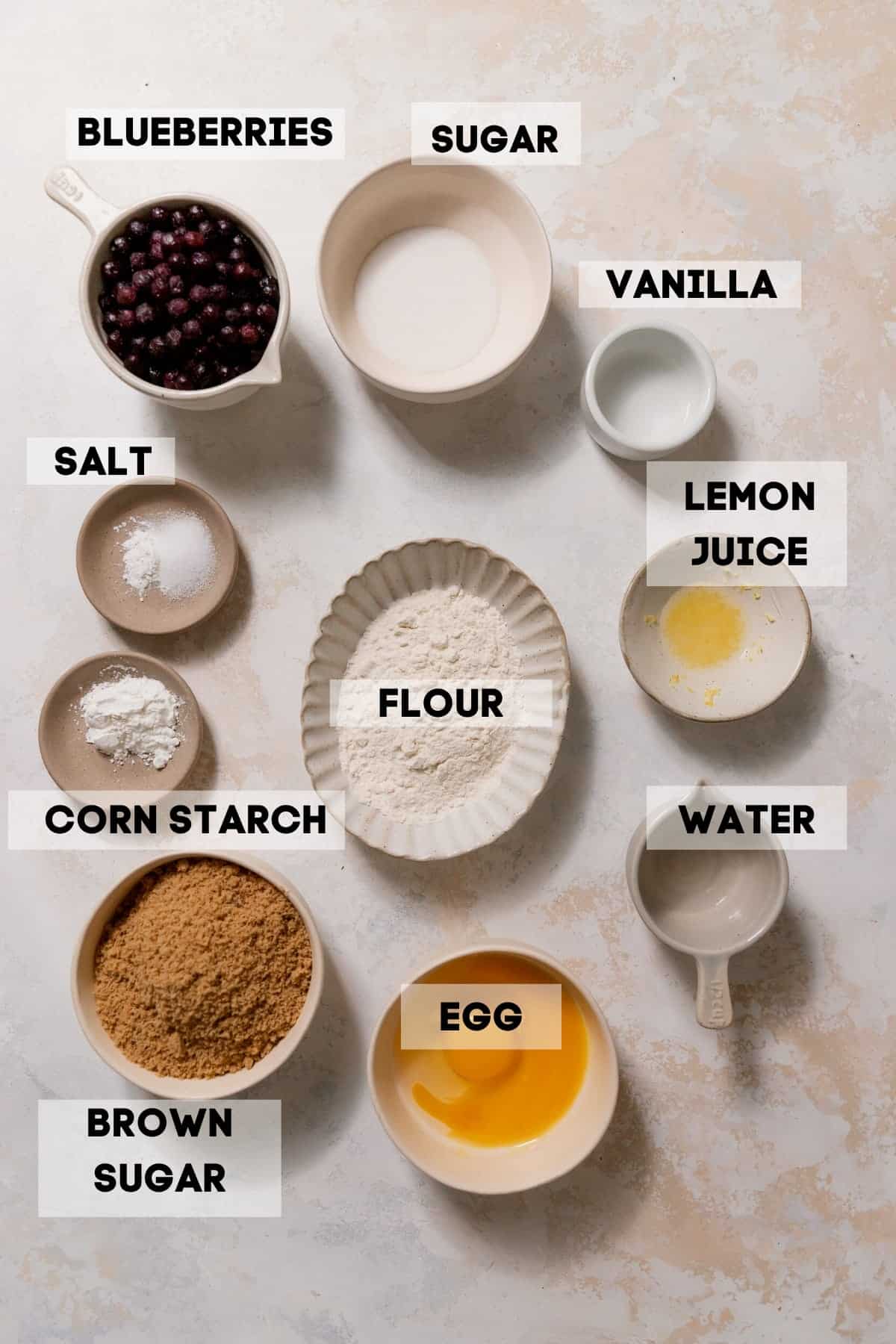 ingredients needed to make blueberry blondies.