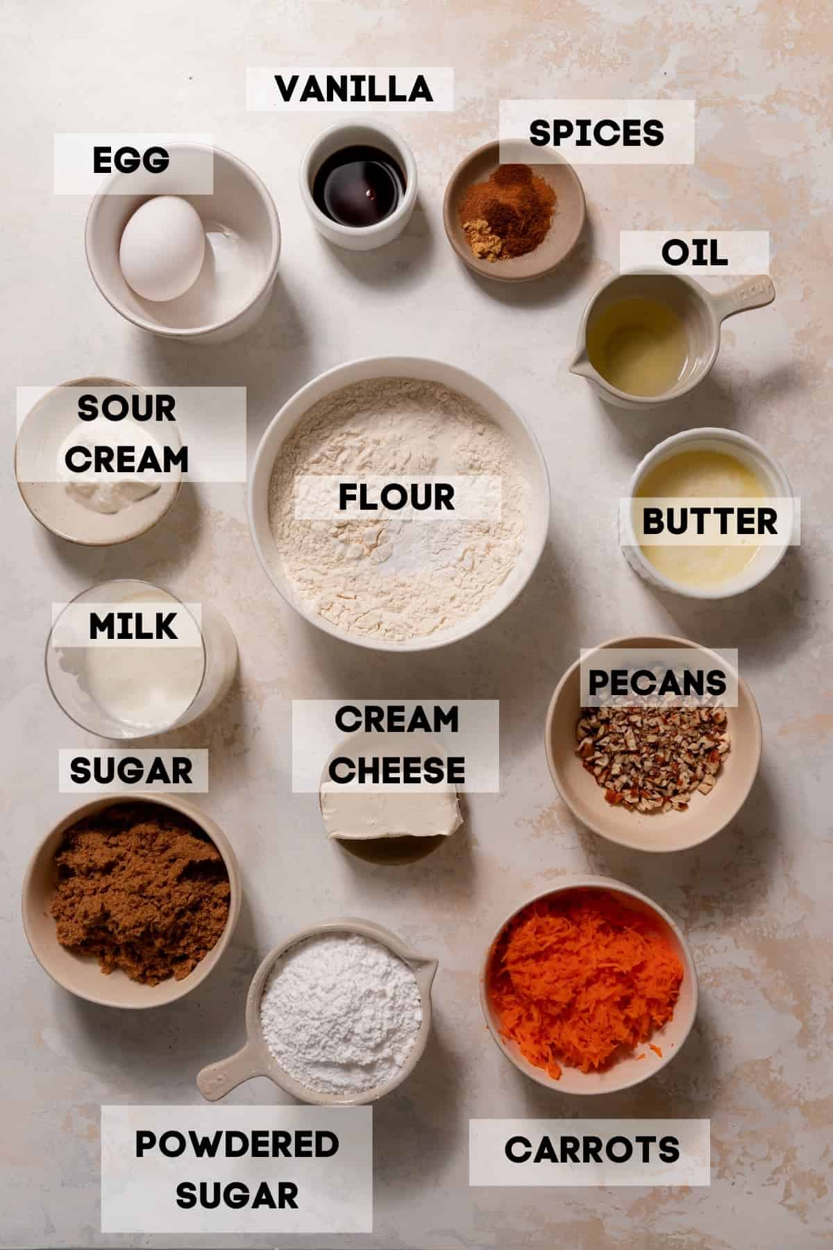 ingredients needed to make baked carrot donuts.