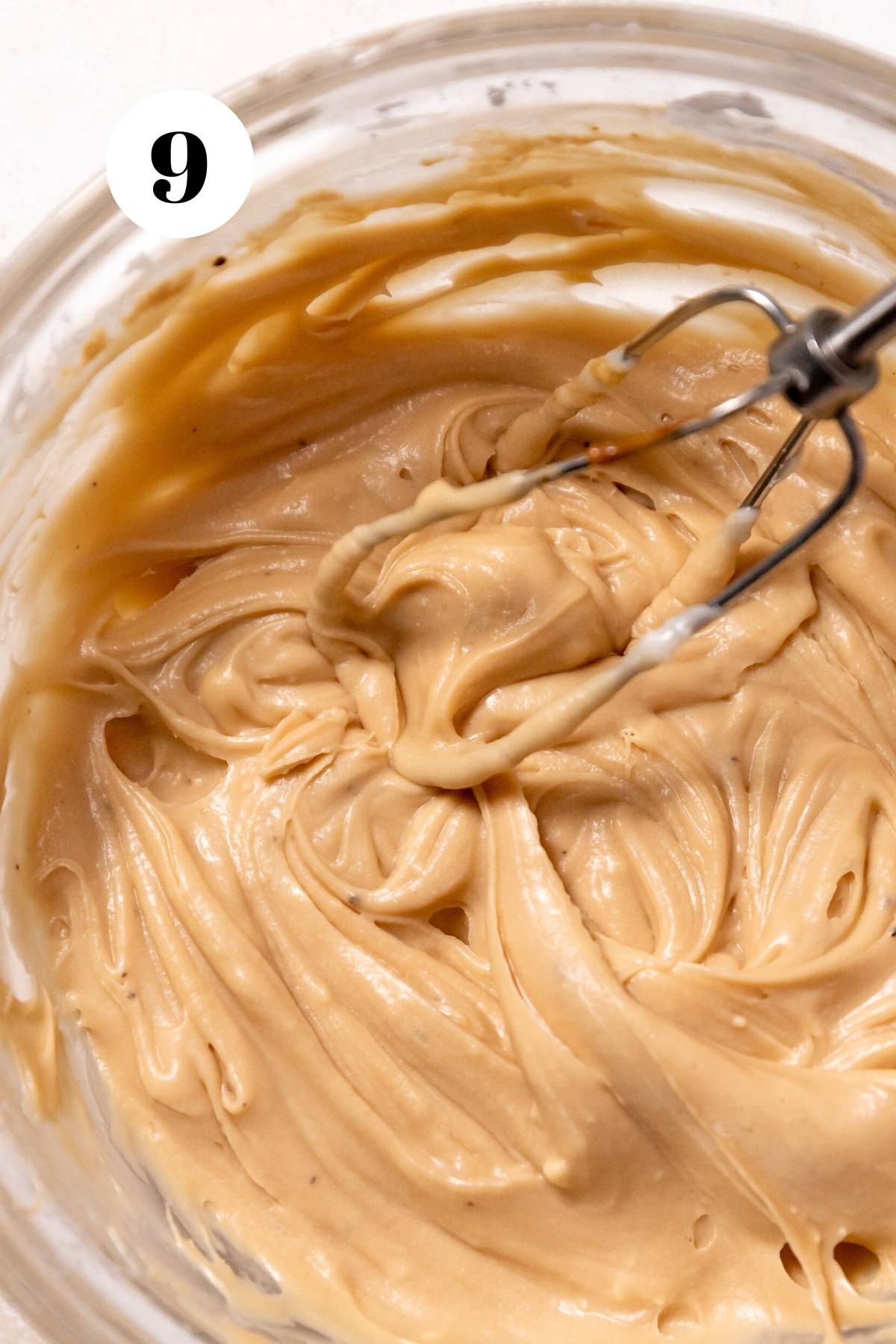 coffee cream cheese frosting in a bowl.