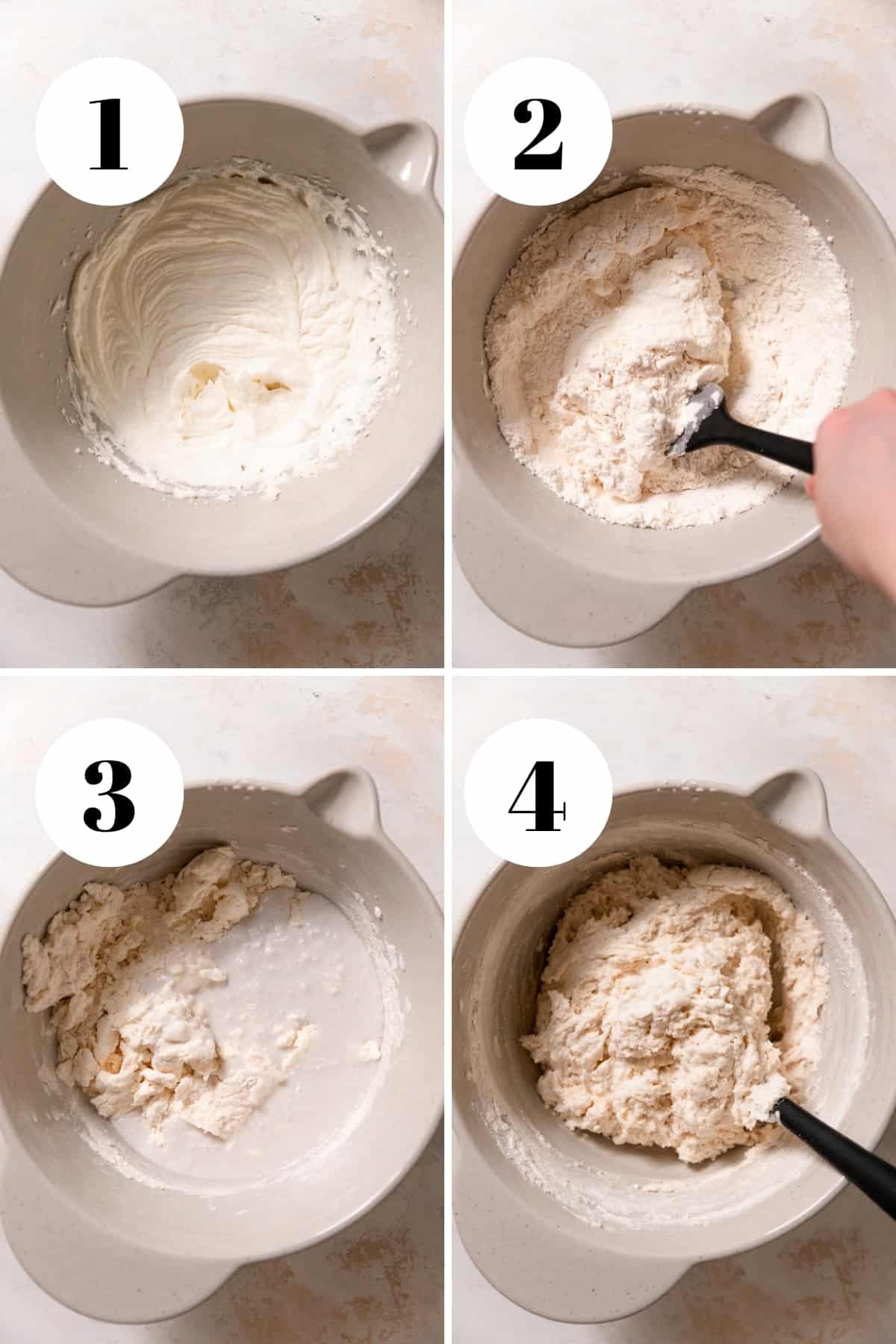 a process collage of the steps for making easter coconut cake.