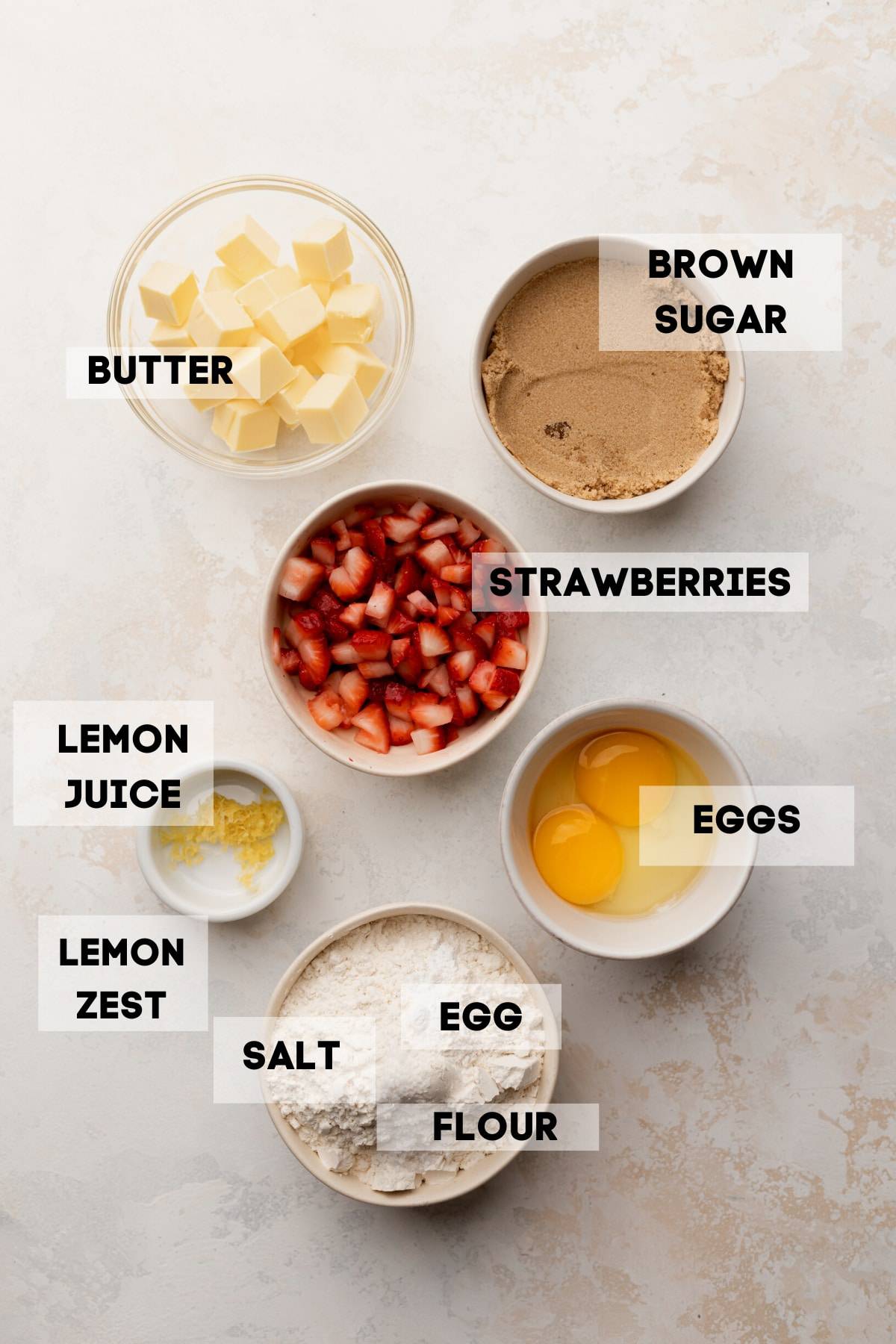 ingredients needed to make strawberry lemon blondies.