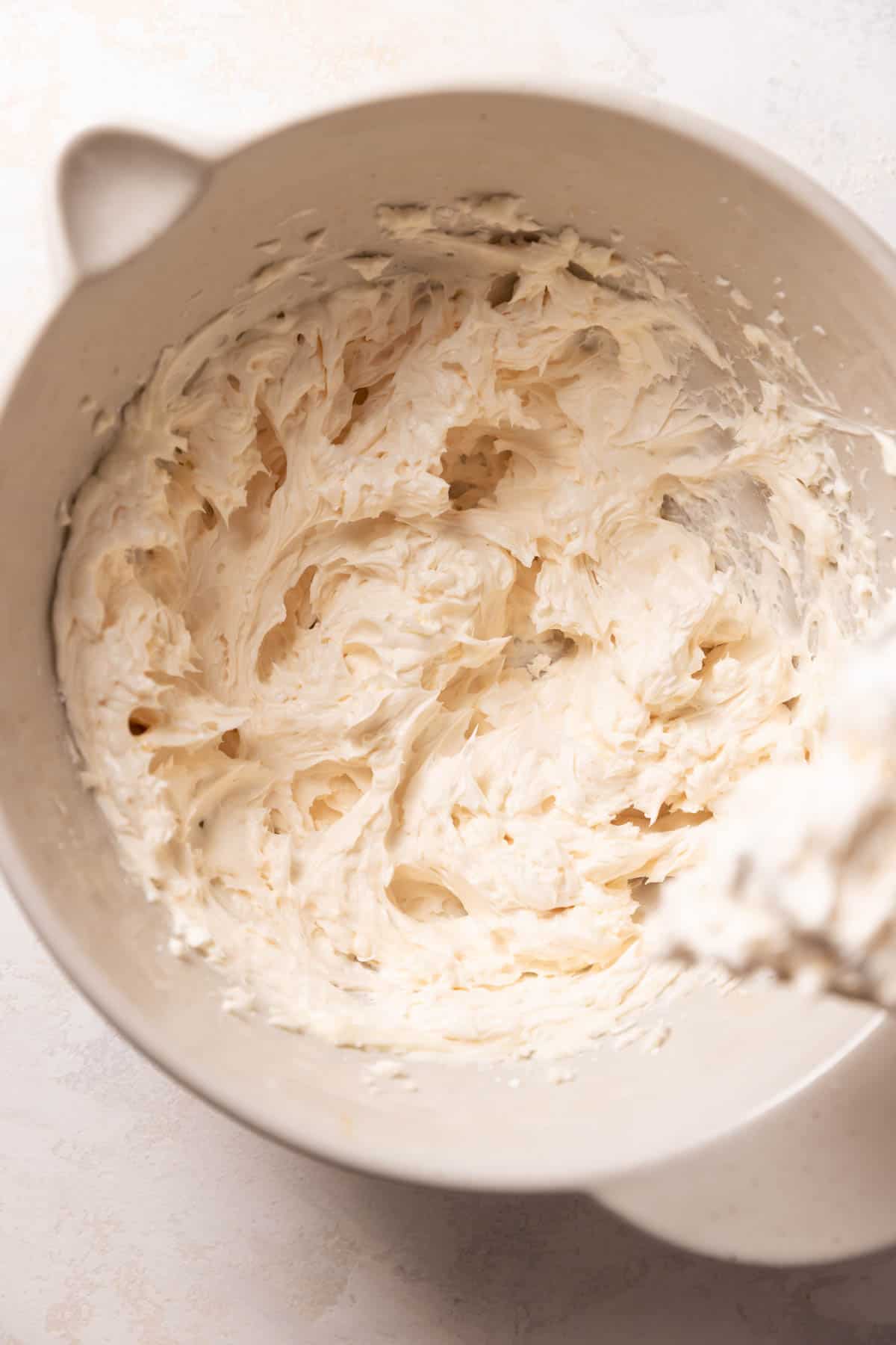 vanilla buttercream in a mixing bowl.