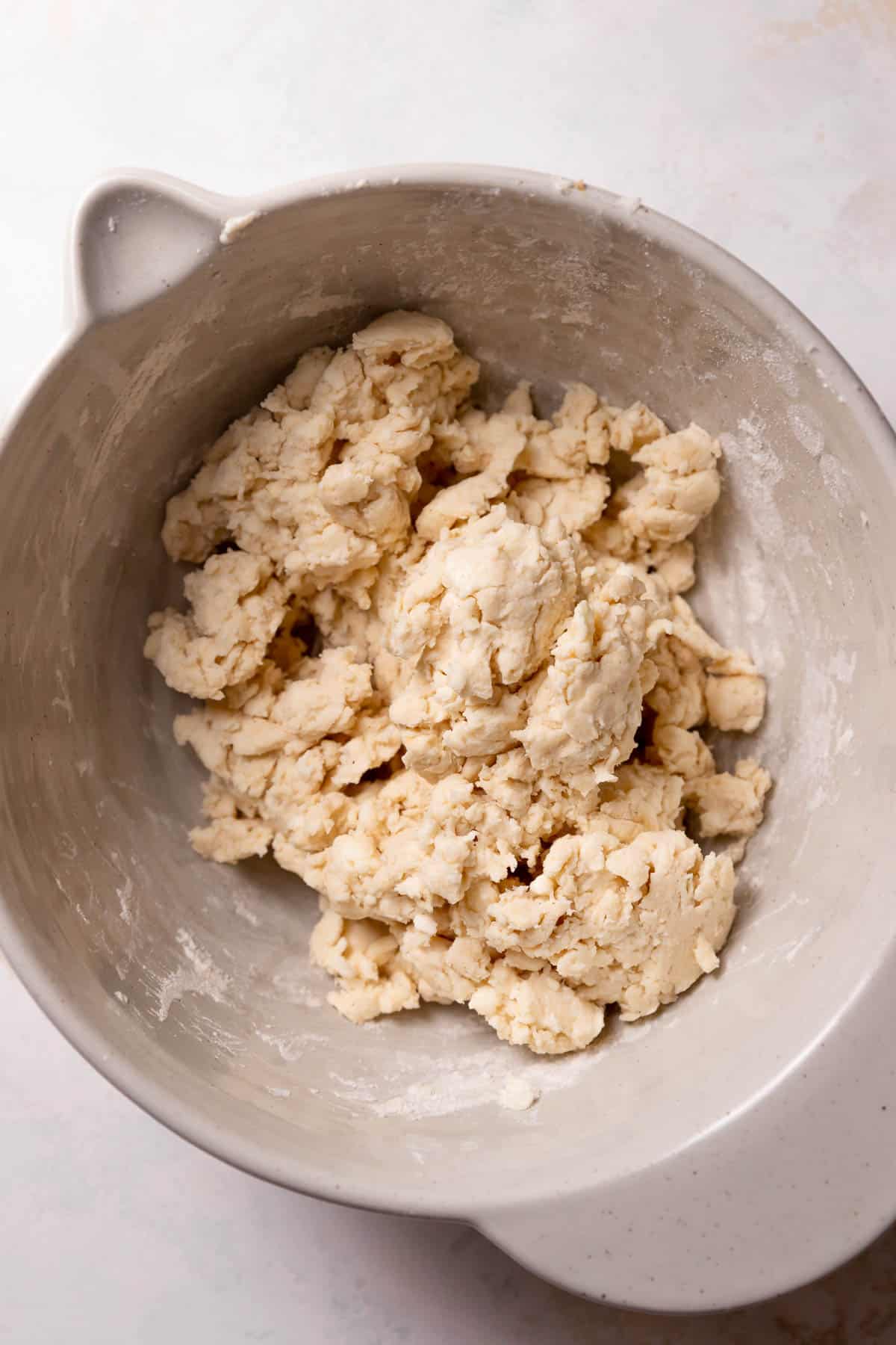 pie dough in a mixing bowl.