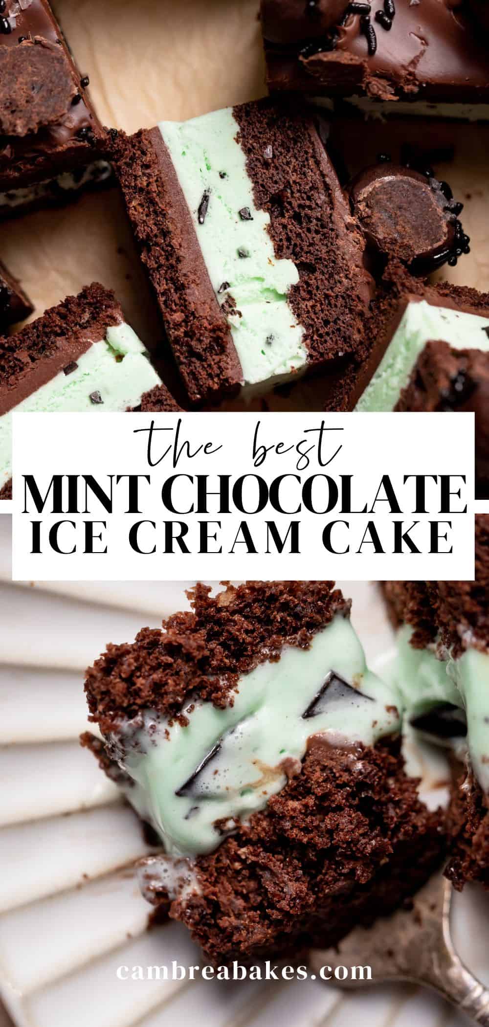 Mint Chocolate Chip Ice Cream Cake - Cambrea Bakes