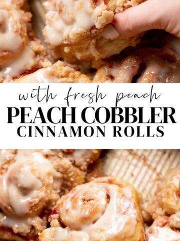 peach cobbler cinnamon roll pinterest pin.