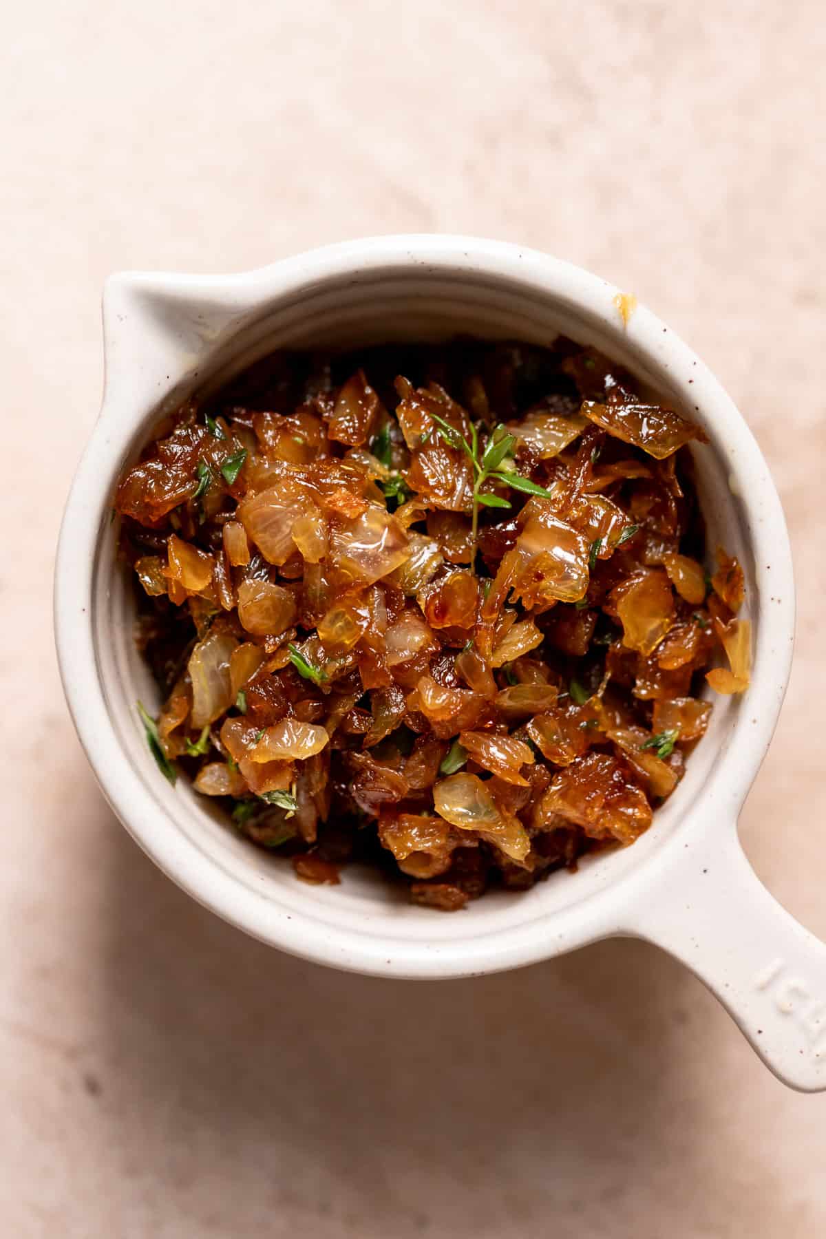 a bowl of caramelized onions.