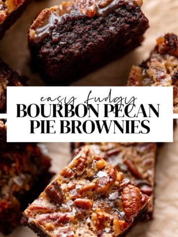 pecan pie brownie pinterest pin with text.