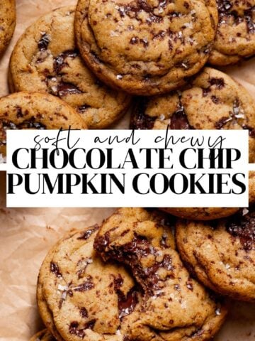 Chocolate chip pumpkin cookies pinterest pin with text overlay.