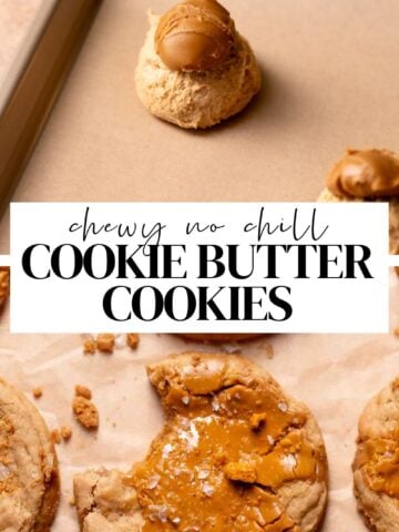 Biscoff butter cookies pinterest pin with text overlay.