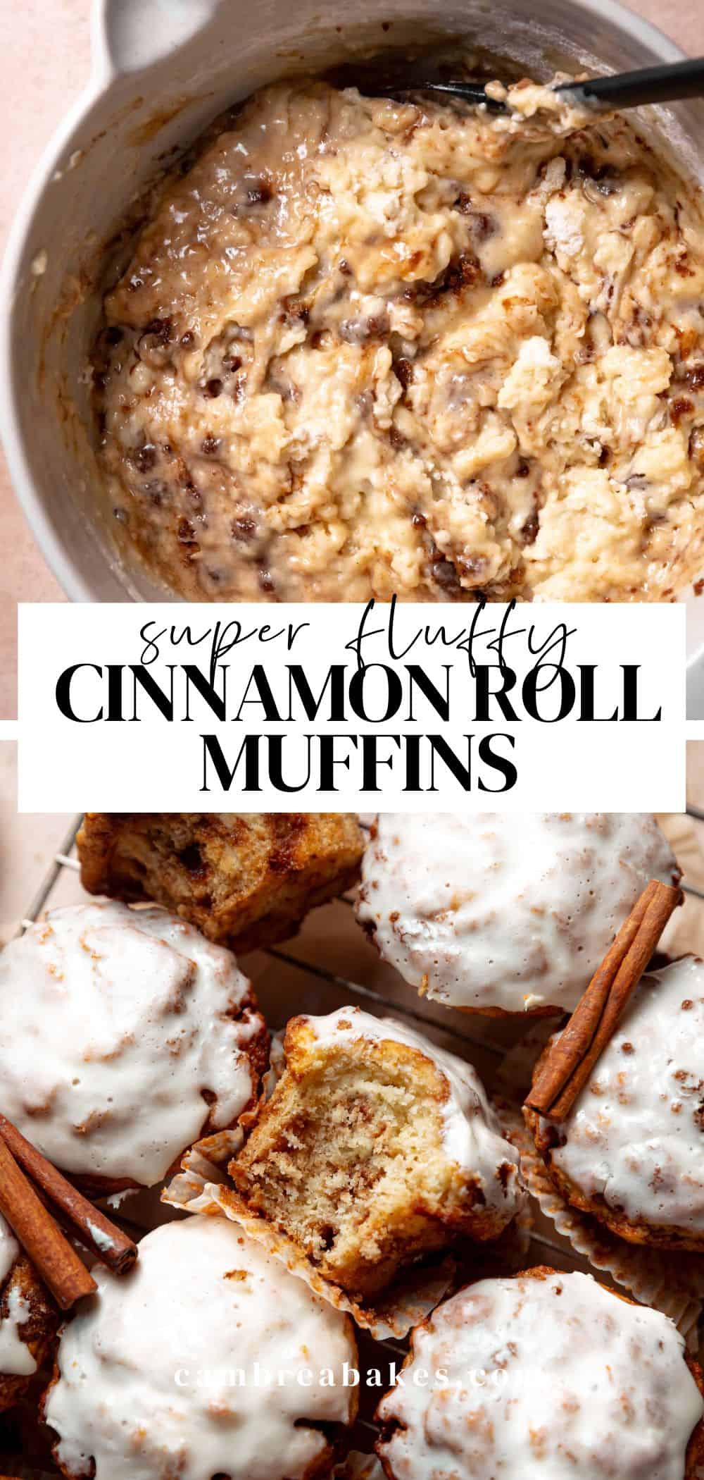 Cinnamon Roll Muffins with Cream Cheese Icing - Cambrea Bakes