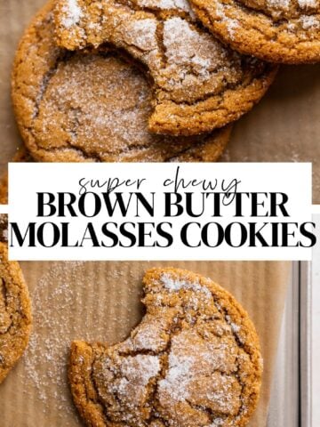 Molasses crinkle cookies pinterest pin with text overlay.