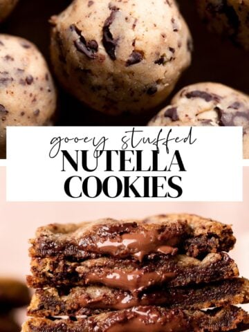 Fudge filled cookies pinterest pin with text overlay.