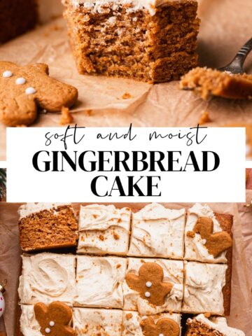 Gingerbread cake pinterest pin with text overlay.