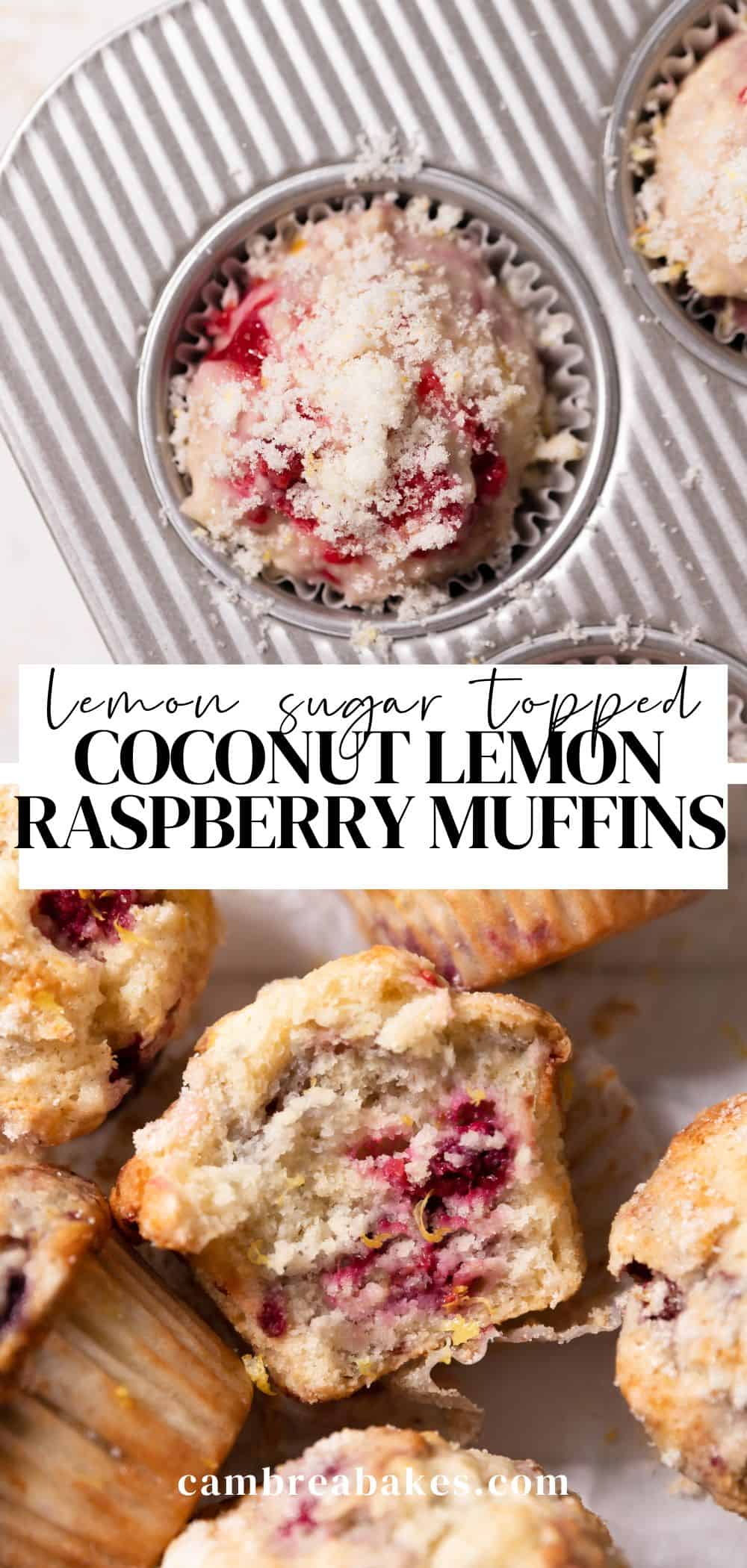 Coconut Lemon Raspberry Muffins - Cambrea Bakes