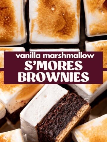 S'mores brownies pinterest pin with text overlay.