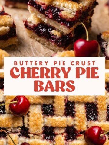 Cherry pie bars pinterest pin with text overlay.