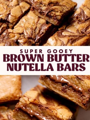 Nutella bars Pinterest pin with text overlay.