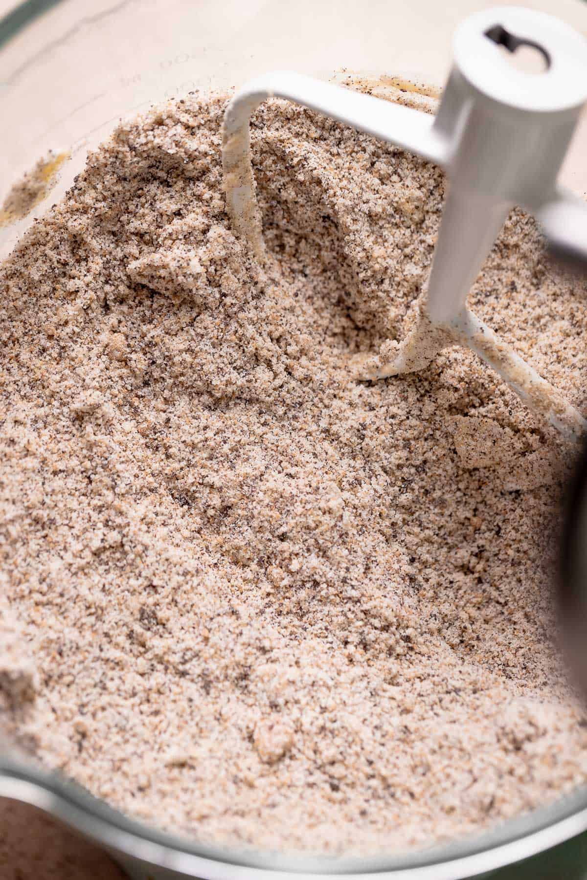 A mixing bowl with the butter and flour mixture combined.