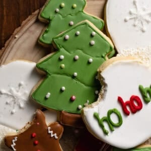 Cut out sugar cookies decorated with royal icing.