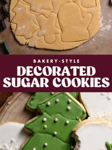 Cut out sugar cookie pinterest pin with text overlay.