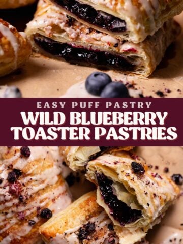 Blueberry toaster pastry pinterest pin with text overlay.